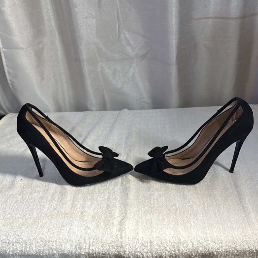 Jacobies Black Stiletto Heels with Bow Women's Size 7 - Picture 3 of 9